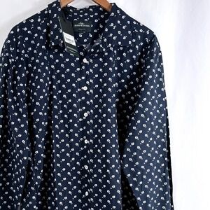 Rodd & Gunn Button Down Shirt Navy Blue Floral Clendon Park Sports Fit 2XL NEW